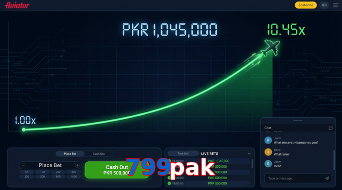 Main screen of 799Pak aviator page for PK players