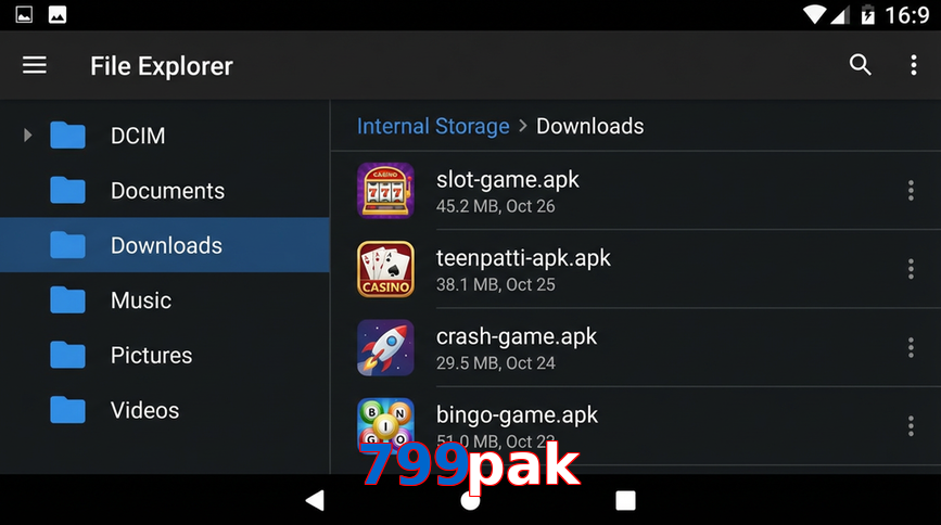 Main screen of 799Pak gameapk page for PK players