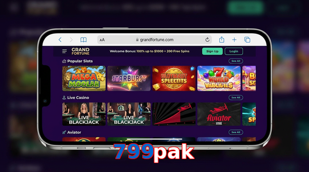 Main screen of 799Pak ios page for PK players